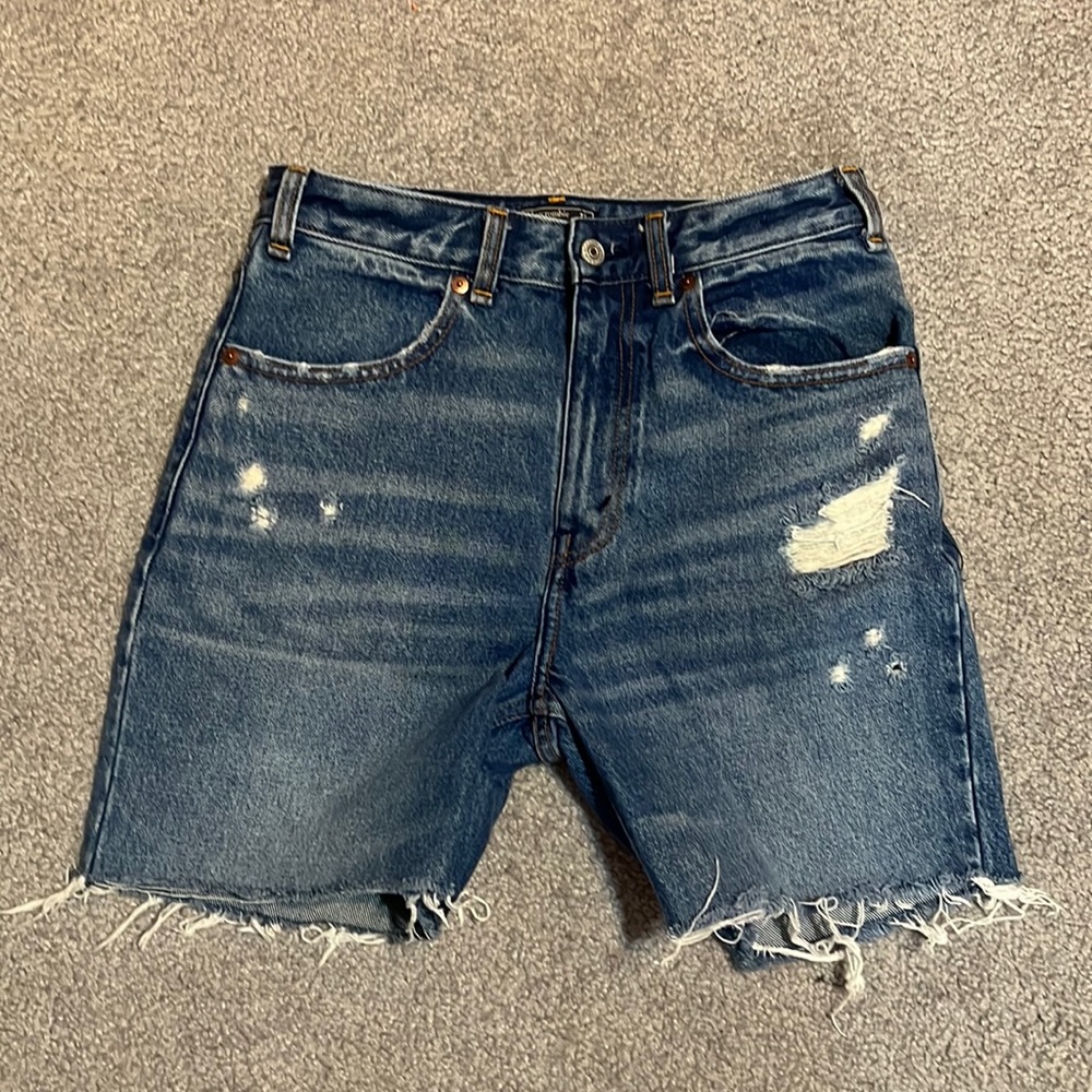 Abercrombie & Fitch Annie High Rise Distressed Denim Shorts